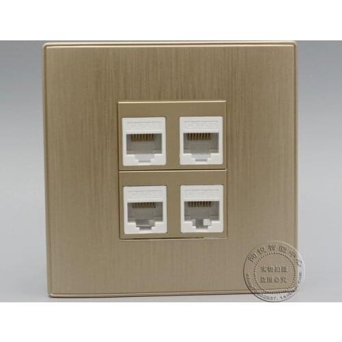 Four Ports Network Ethernet LAN RJ45 Cat5e Outlet Panel Faceplate Home Adapter
