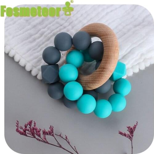 Fosmeteor Baby Baby Teether Bracelet Teething Toys Chew Newborn Teeth Care Beads Jewelry Pain Relief Beech Wood Rings Infant