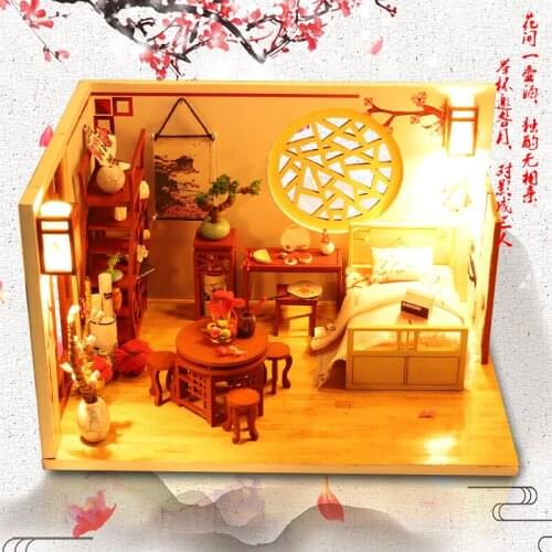 DIY Kit Doll House Furniture Miniature Dollhouse DIY Miniature House Room Box Theatre Toys For Children Stickers DIY J010