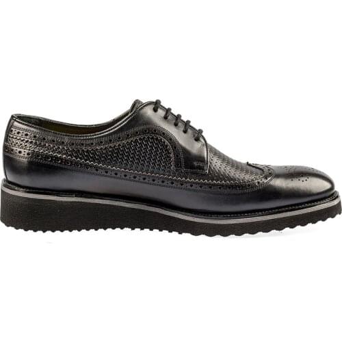 Mens Black Genuine Leather Classic Shoes FSC7061SİYAH