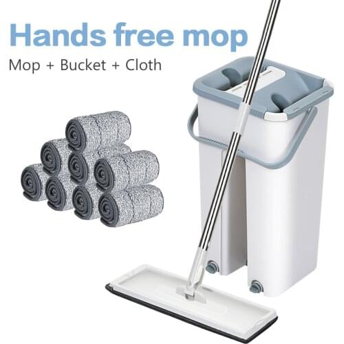 Washing Microfiber Pads Wash Mop Flat Buckets Avoid Hand Floor Wet Mop Set Cleaning Cleaner Squeeze Bathroom Kitchen tool Magic