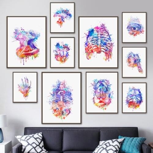 Colorful Heart Teeth Eye Anatomy Organ Wall Art Canvas Painting Nordic Posters And Prints Wall Pictures Psychology Clinic Decor