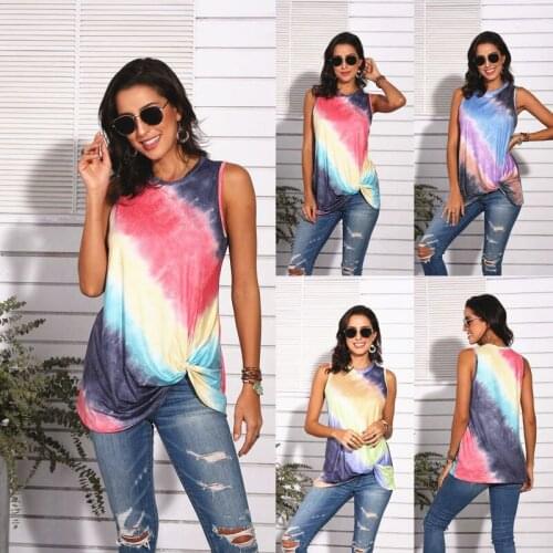 Gradient Hot Sale 2020 Women T Shirt Sleeveless Top Tee Women Clothes Summer Kink Tops Female Casual Tees O-Neck tshirt New Top