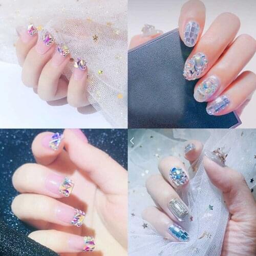 Manicure phototherapy nail luxury seven color unreal color Auger point bottom drill bride shaped flat bottom AB rhinestone