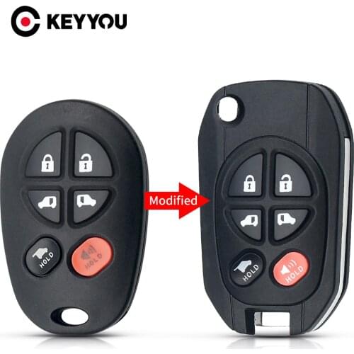 KEYYOU Modified Flip Car Key Remote Shell Fob For Toyota Sequoia Avalon Solara Tacoma Highlander Sienna Tundra 5+1 6 Buttons