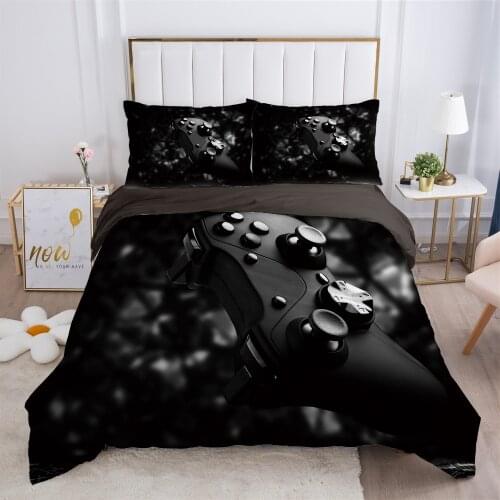Cartoon gamepad Childrens Bedding set for kids baby Duvet cover set pillow case Bed linens Quilt cover Bed set Single black