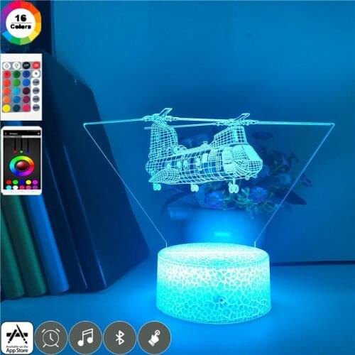 Transport Plane Table Lamp Bluetooth Speaker 3D LED Night Light Kids Gift USB 16 Color Atmosphere Nightlight Bedroom Decoration