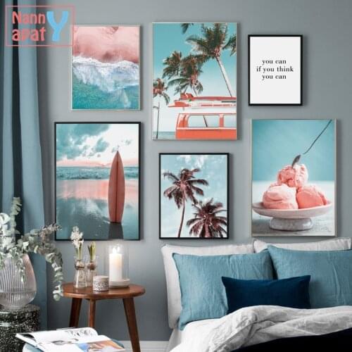 Nordic Home Decoaratin Surfboard Ocean Beach Landscape Wall Art Canvas Painting Posters And Prints Wall Pictures For Living Room