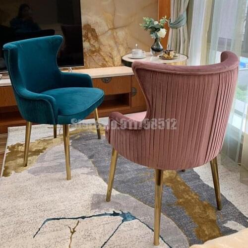 Dining chair fabric home retro backrest desk chair light luxury chair adult dressing chair American country iron dining chair