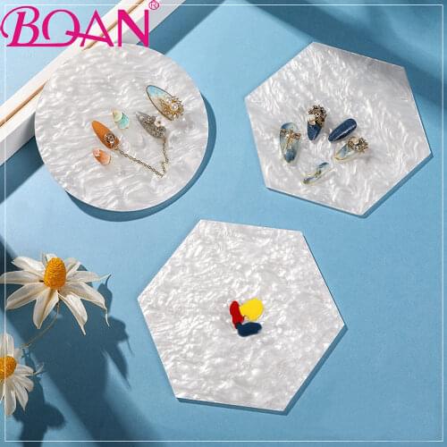 BQAN 1pc Resin Palette False Display Board Gel Polish Drawing Painting Holder Nail Art Tips Nail Color Mixing DIY Manicure Tool