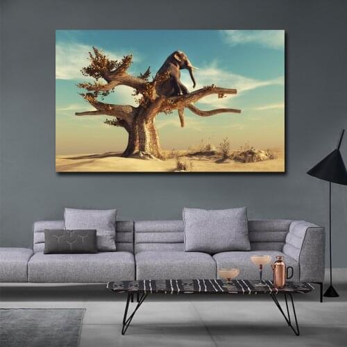 Lonely elephant Modern Canvas Prints for Home Decor Cheap Decorative Wall Paintings Canvas Childrens Room Poster Prints unframe