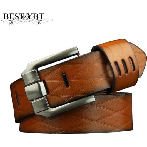Best YBT Mens Imitaion Leather Belt for Men Alloy Pin Buckle Belt High Quality Luxury Military Style Casual Business Belts