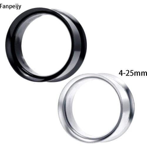 Fanpeijy Stainless Steel Ear Tunnels Kit Earring Gauge Plug Set Double Flared Ear Expanders Stretcher Piercing Body Jewelry 2pcs