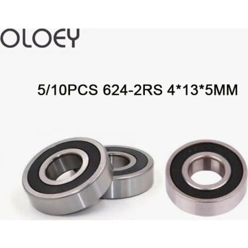 Free Shipping 5/10PCS 624RS 624rs 624 2RS 624-2RS 624-2RS ZZ RSDeep Groove Ball Bearings 4 x 13 x 5mm High Quality 4*13*5