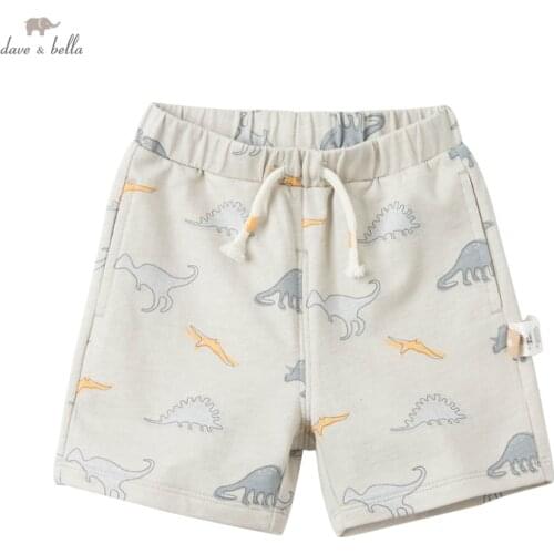 DBX17718 dave bella summer baby boys fashion cartoon print pants children kneel length kids pants infant toddler trousers