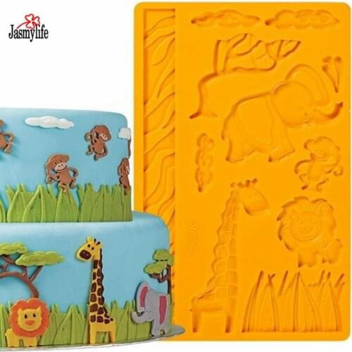 Moldes De Silicona Cocina Fondant Mold Animal Giraffe Elephant Monkey Lion Shaped Cake Decorating Tools Silicone Mats