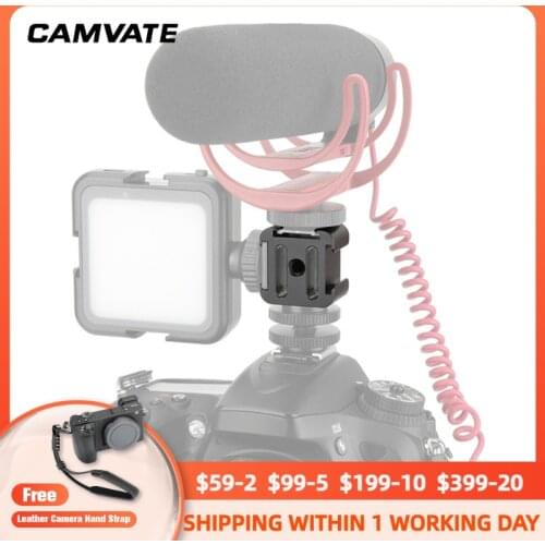 CAMVATE 3-Way Cold Shoe Mount Bundle With Central 1/4"-20 Mounting Points For Monitor,Video Light,Flash,Microphone,LCD Mounting