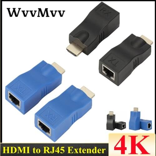WVVMVV 4K HDMI-compatible Extender Extension up to 30m Over CAT5e / 6 UTP LAN Ethernet Cable RJ45 Ports LAN Network