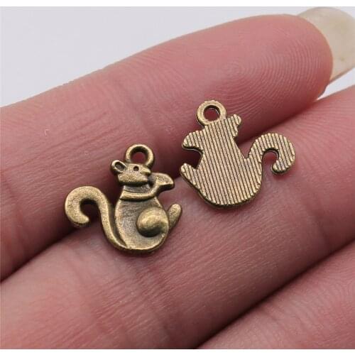 WYSIWYG 20pcs Charms Squirrel 13x14mm Antique Bronze Color Pendant Squirrel Charms For Jewelry Making Jewelry Findings