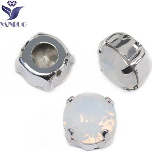 YANRUO 1357 All Sizes White Opal Brilliant Cut Sewing Stones Point Back Strass Crystal Craft Rhinestones For Jewelry Making