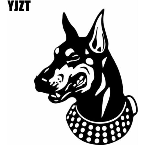 YJZT 12.9X16.9CM Doberman Head Large Dog Vinyl Decal Car Sticker Funny Animal Black/Silver C24-1432