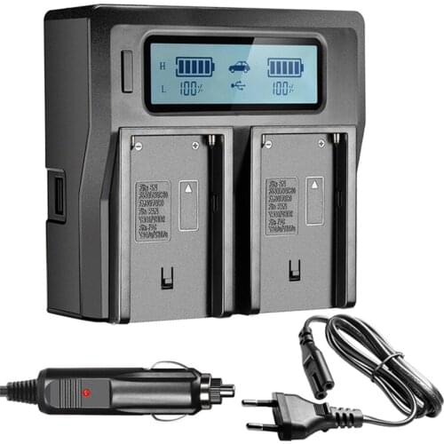 NP-F970 NP-F960 Dual Channel Digital Camera Battery Charger w/ LCD Display for Sony NP-F550/F750/F950/ NP-FM50/FM500H/QM71