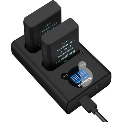 KingMa EN-EL14 ENEL14 Battery (2PCS ) and LCD USB Dual Charger For Nikon D3100 D3200 D3300 D3400 D5300 D5600 D5100 D5200 P7000