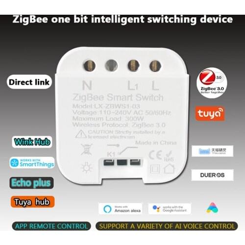1/2 Gang Tuya Zigbee Smart Switch Relay Module 100V-240V/AC Wireless Light Switch Relay Work With Alexa Google Home,need Gateway
