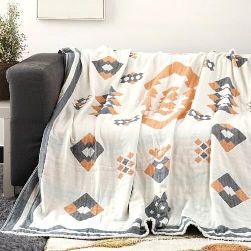 100% Cotton Muslin Blanket for Bed Sofa Travel Breathable Soft Throw Blanket Printing Air-conditioning Bedspread Blankets Quilt