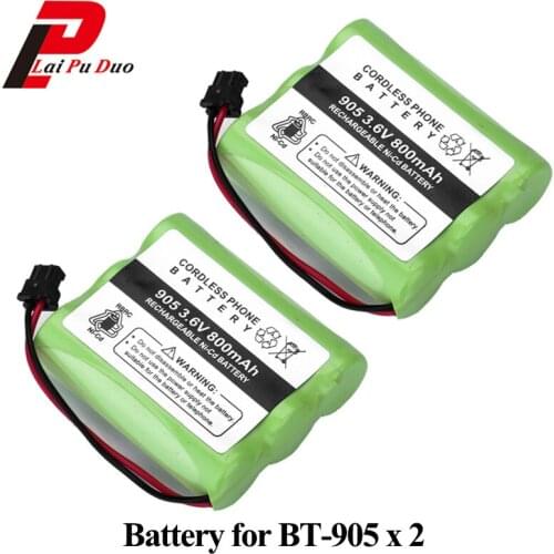 2pcs/lot 3.6V 800mAh NiMH Cordless Phone Rechargeable Battery BT-905 Replacement Pack KX-A36 P-P501 BT-800 AE-255 B300 ATT-3AAB
