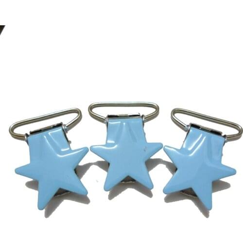 25pcs 1'' 25mm #11 Baby Blue Enamel Star Shape Mitten Clips