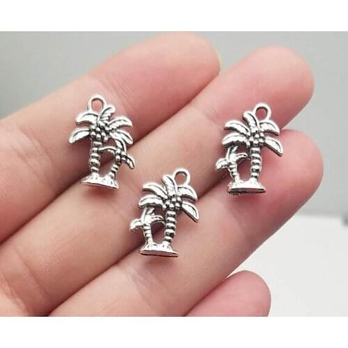 30pcs/lot--18x13mm, palm tree chams, Antique silver plated Coconut tree charms,DIY supplies, Jewelry accessories