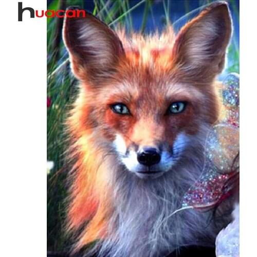 Huacan Full Square/round Diamond Painting Fox Mosaic Embroidery Animal Home Decor Wall Stickers