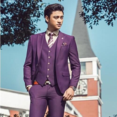 Blazer men formal dress pant three-piece set suit men costume homme terno masculino marriage wedding suits for mens vest