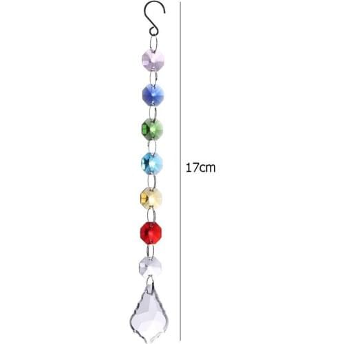 Camal 1pcs DIY Hanging Colorful Octagonal Beads Clear Crystal Prisms Suncatcher Light String Pendant Drop Home Garden Ornament