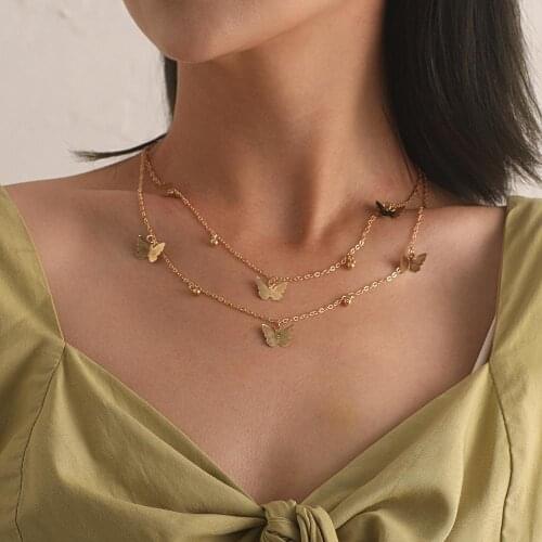Bohemian Cute Butterfly Choker Necklace For Women Gold Silver Color Clavicle Chain 2020 Fashion Female Chocker Jewelry