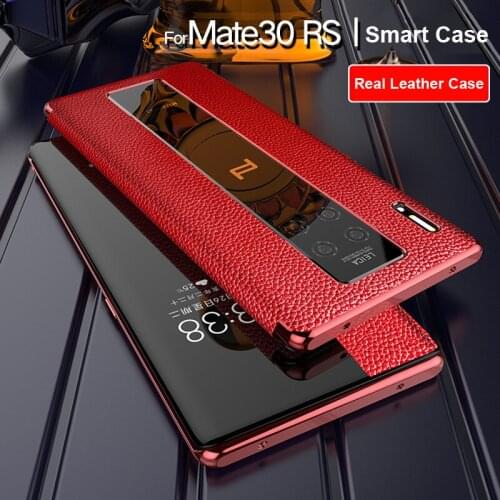 For Huawei Mate 30 RS Genuine Leather Case Vpower Smart View Window Sleep Wake Leather Flip Cases Covers For Huawei Mate 30 RS