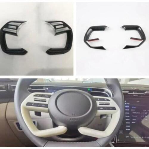 For Hyundai Tucson L 2021 Soft Carbon Fiber Steering Wheel Cover Strip Trim Fit Wheel Decorative Sticker SF