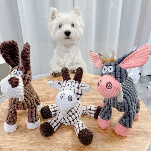3 Colors Donkey Shape Dog Chew Toy for Small Dogs Plush Squeaky Puppy Toys Bite Resistant Pet Supplies juguetes perros mascotas