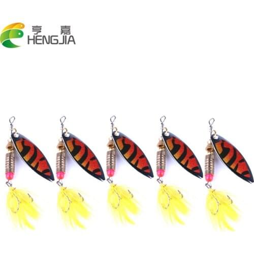 HENGJIA 6g Spinner Fishing Lure isca Artificial spoon Bait Metal Bionic Spinnerbait Fishing Tackle pesca steel hook with feather