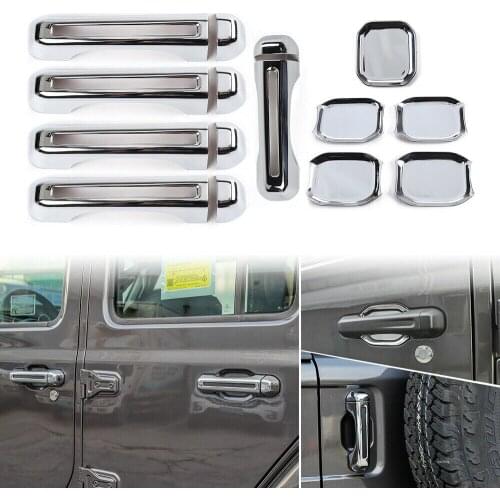 Chrome Exterior Car Handle Shell Door Bowl Cover Trim Fit 2018+for Jeep Wrangler JL