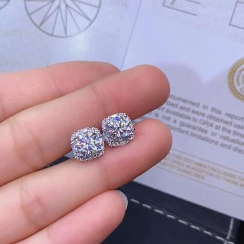 Exquisite square Moissanite stud earrings 6.5x6.5mm size shiny gem GRA certificate real 925 silver birthday gift