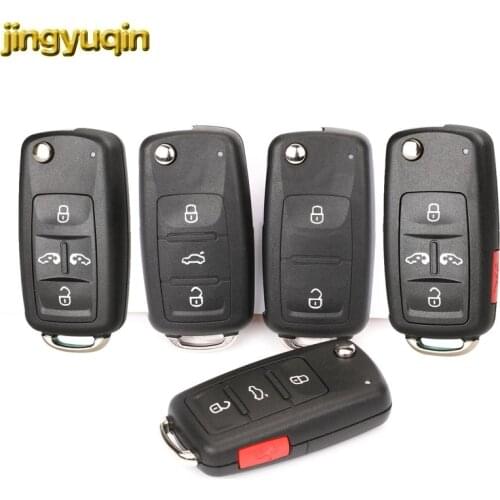 Jingyuqin Flip Remote Car Key Shell Fob For VW Polo Golf MK6 Tiguan Touareg 202AD 202H 202Q 2/3/4/5 Button Key Case