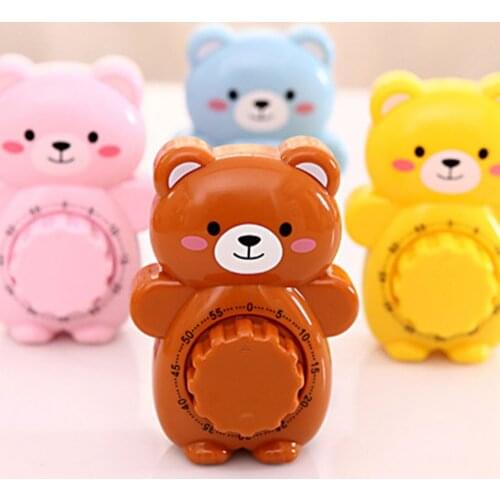 Creative Cute Bear Mechanical Kitchen Timer 60 Minutes Countdown Alarm Timer Dial Timers Counter Reminder Kitchen Accessories