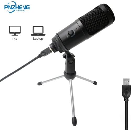 PINZHENG Streaming USB Microphone Metal Condenser Microphones For Laptop PC Recording Studio Streaming Karaoke Youtube Tiktok