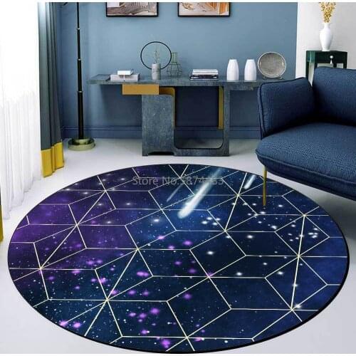 Fashion Blue Starry Sky Meteor Geometric Diamond Lattice Living Room Bedroom Hanging Basket Chair Round Floor Mat