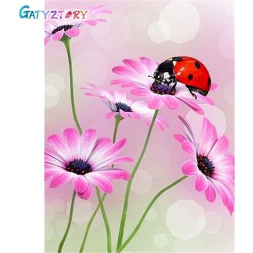 GATYZTORY DIY Painting By Number Insect Flower Drawing On Canvas Pictures By Numbers Kits Hand Painted Paintings Home Decor Gift