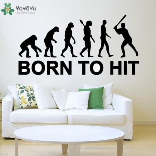 YOYOYU Wall Decal Born To Hit Baseball Vinyl Stickers Removable Wall Art Mural Poster For Bedroom Home Decoration QQ10