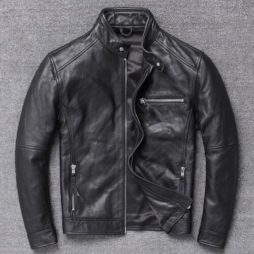 Genuine Leather Jacket Men Clothes 2020 Cowhide Coat Motorcycle Real Cow Leather Jackets Spring Autumn Coats 094Hei KJ3192