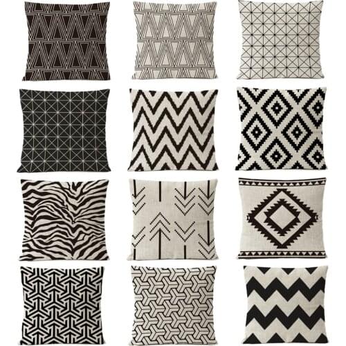 Black White Geometric Pillow Cover Bohemia Geometry Pillowcase Cushion Home Decorative Sofa Linen Pillow